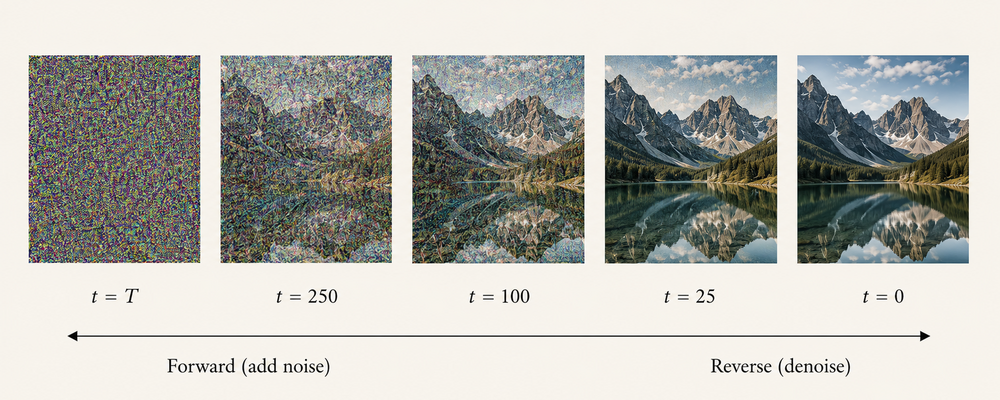 A sequence progressing from noise to a resolved landscape